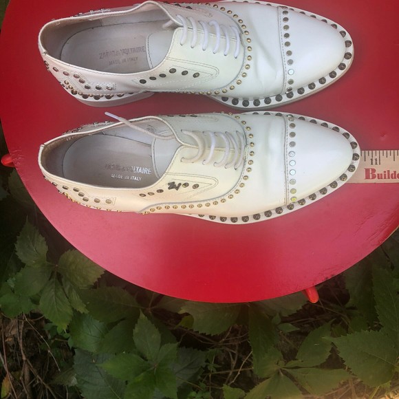 Rare Zadig & Voltaire "Youth Clous" Derby White Studded Formal Shoes Size 36 - Picture 7 of 10